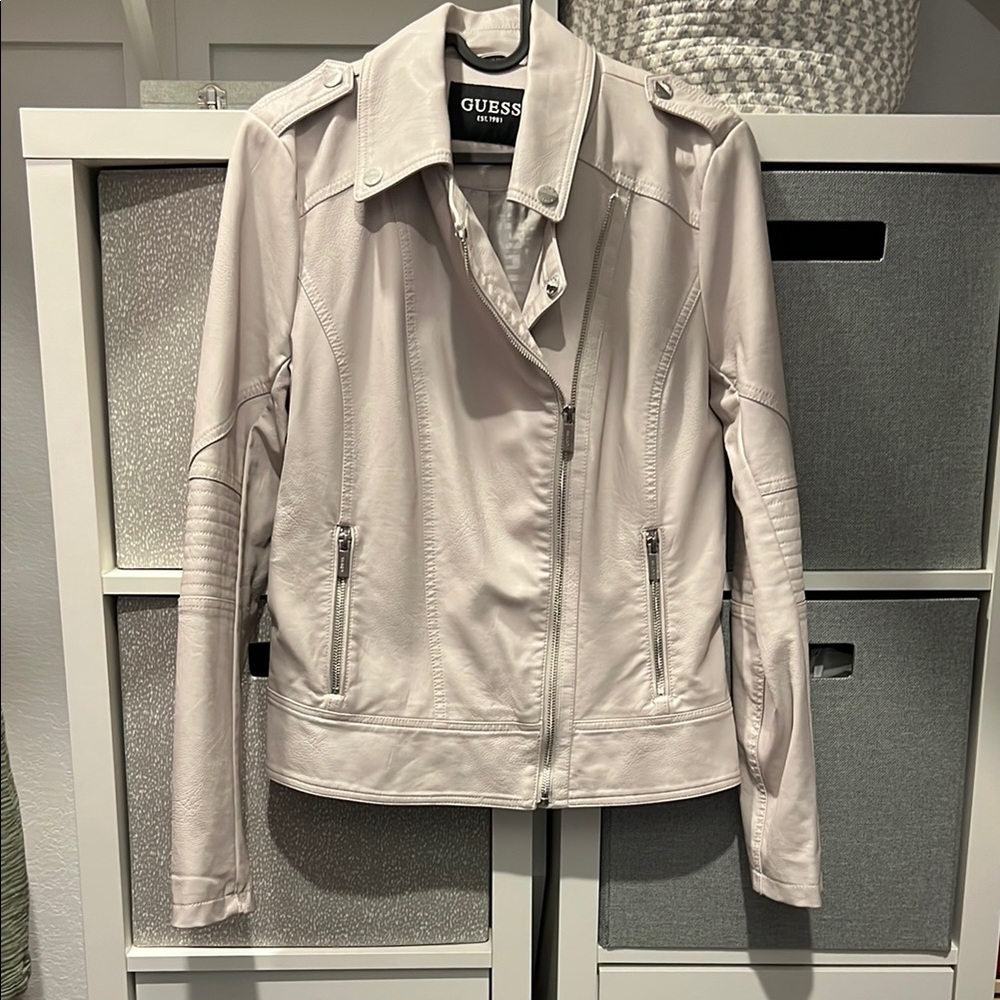 Guess Pink Leather Asymmetrical Jacket